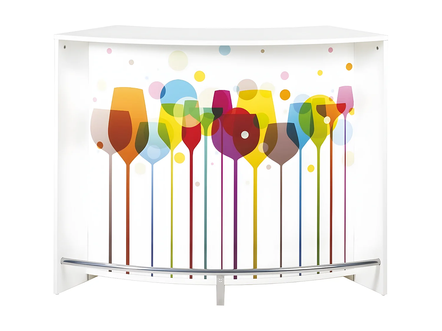 Comptoir de bar 2 portes blanc et imprimé verre Snack 134cm