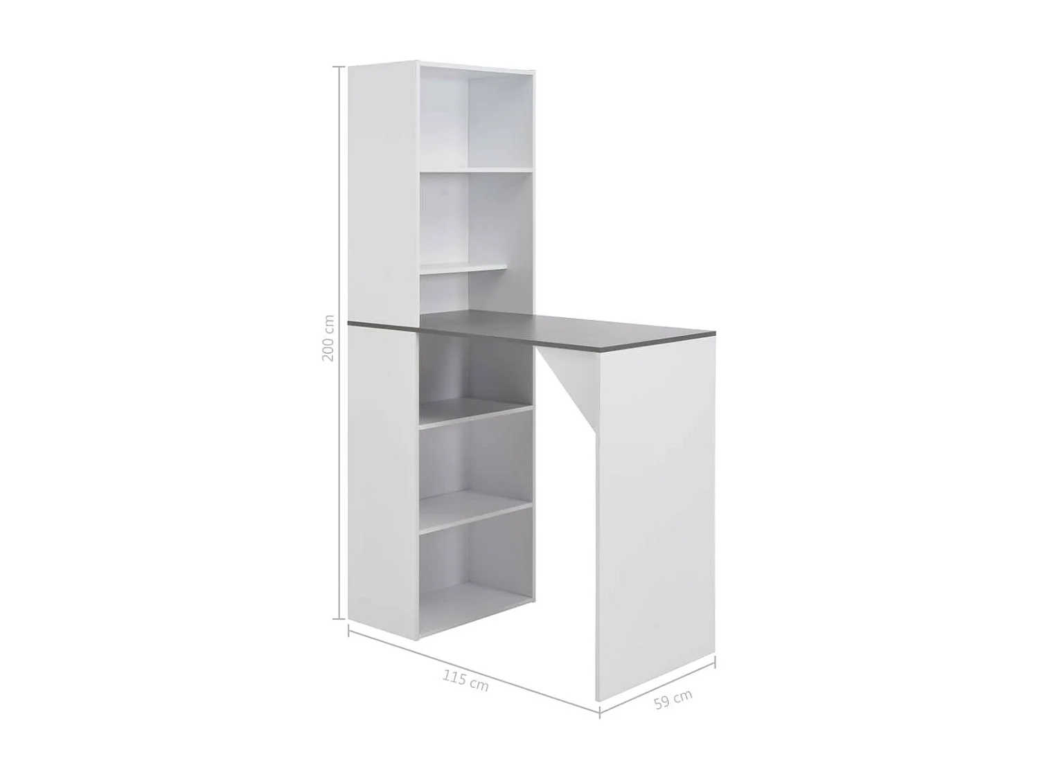 Table de bar avec armoire de rangement gris et blanc Klarys