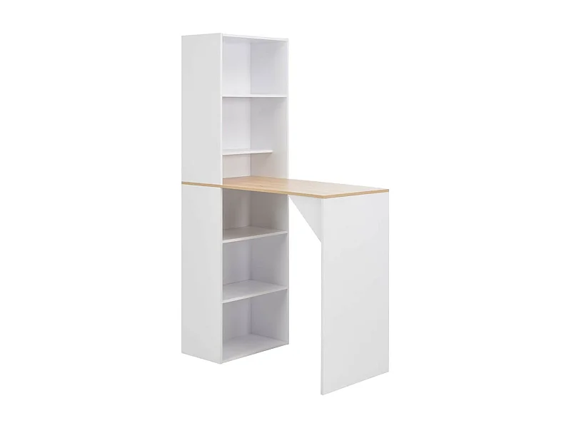 Table de bar avec armoire de rangement bois naturel et blanc Klarys