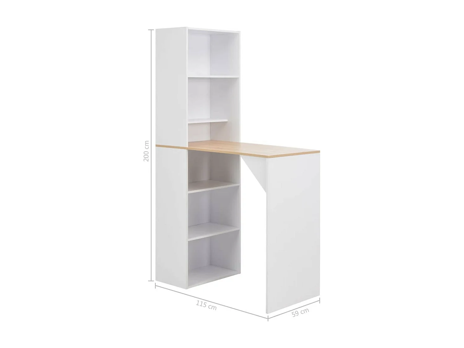 Table de bar avec armoire de rangement bois naturel et blanc Klarys