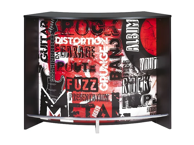 Comptoir de bar noir et imprimé rock Snack 134