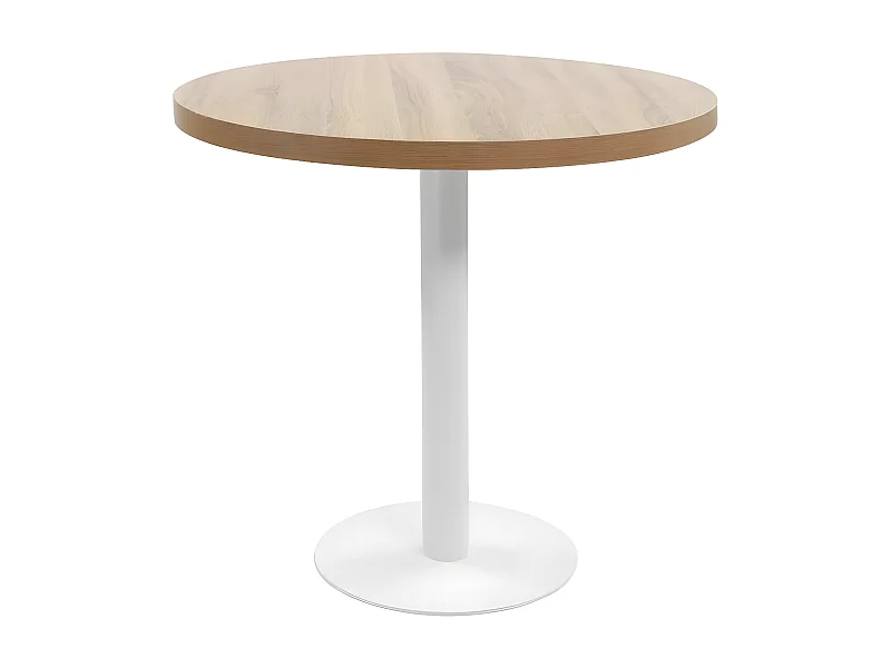 Table de bar ronde bois clair et pieds métal blanc Beth D 80cm