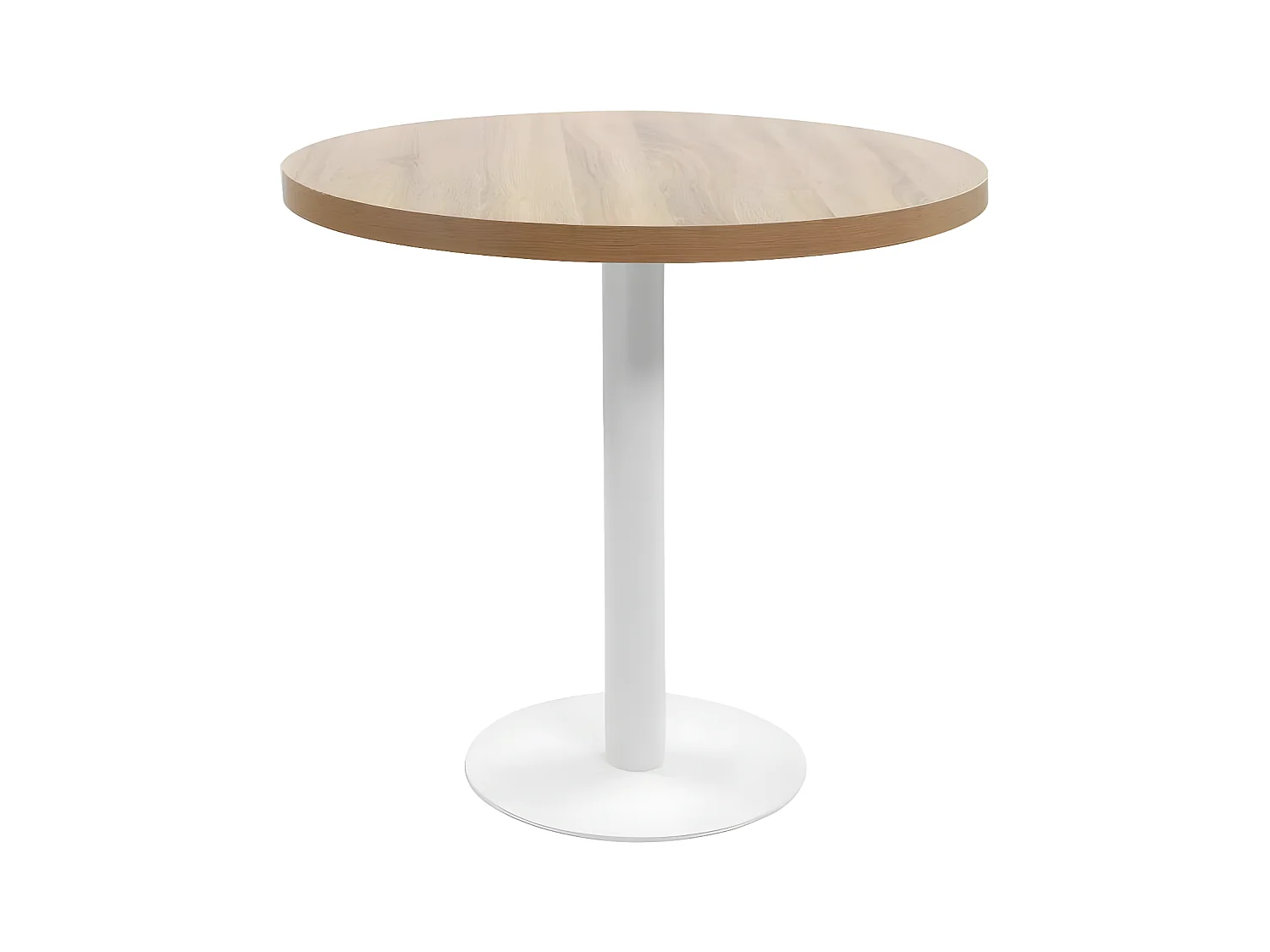 Table de bar ronde bois clair et pieds métal blanc Beth D 80cm