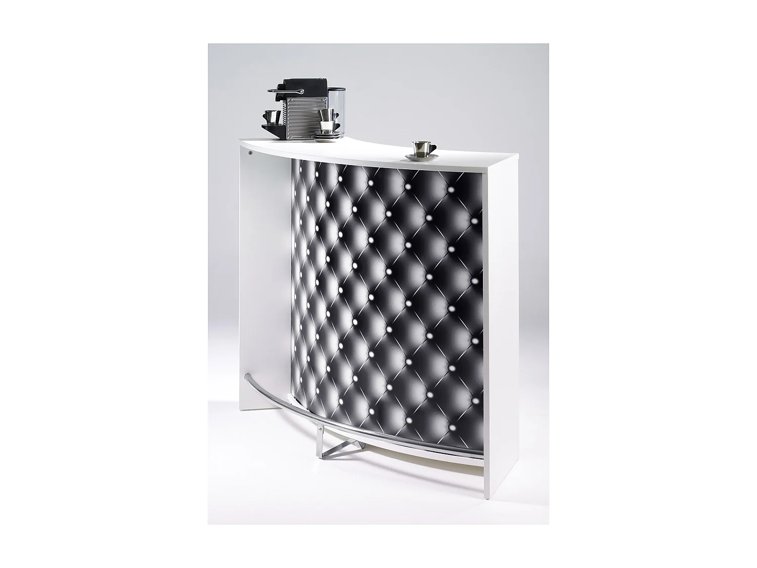 Comptoir de bar blanc et imprimé capiton noir Snack 134