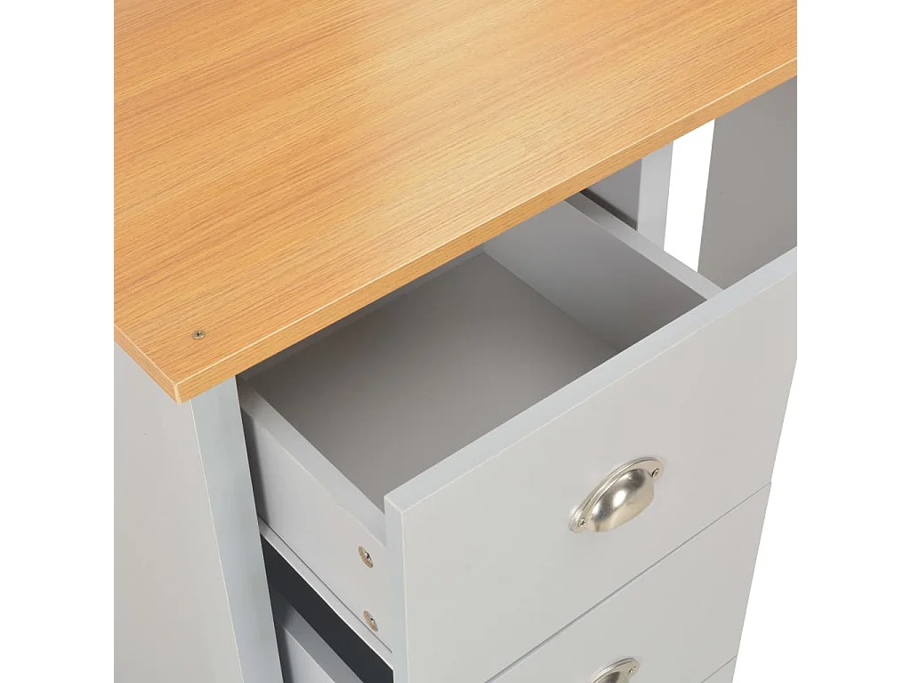 Coiffeuse avec miroir et tabouret Gris 104 x 45x131