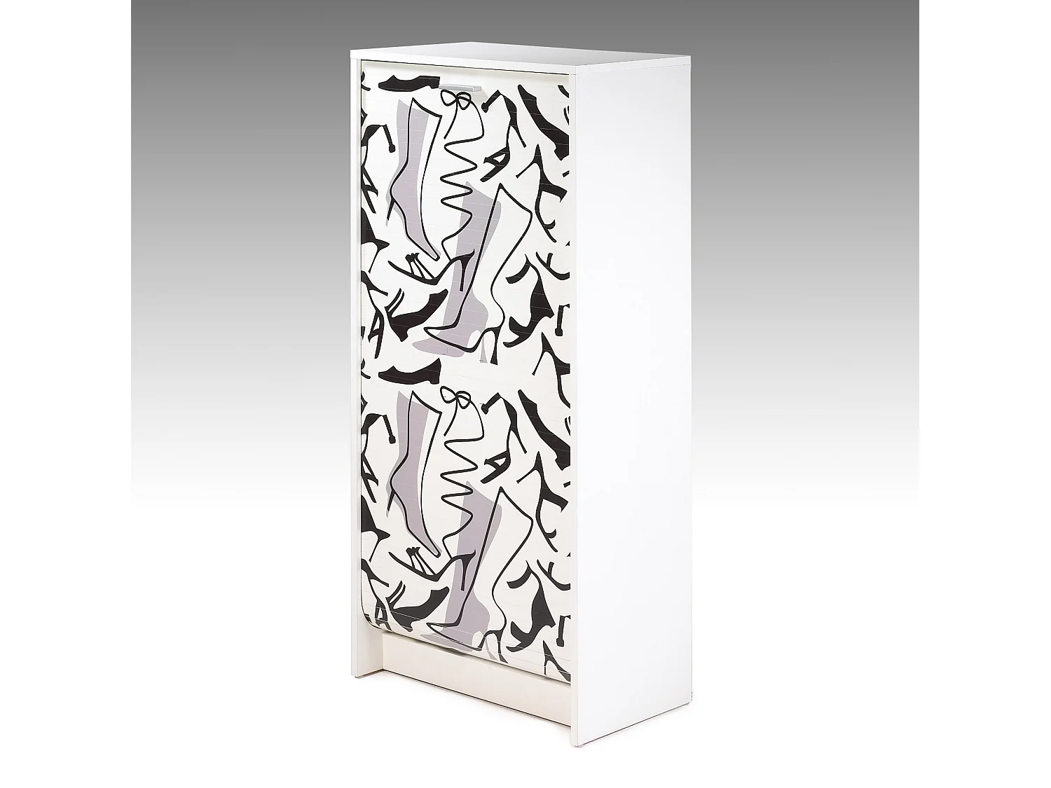 Meuble à chaussures blanc rideau bottines 21 paires Shoot 58cm 2