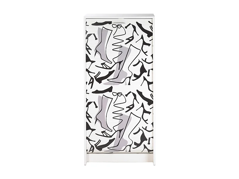 Meuble à chaussures blanc rideau bottines 21 paires Shoot 58cm 2