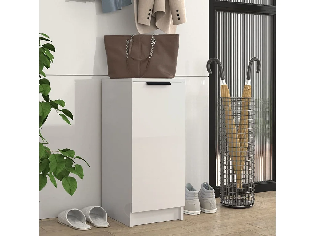 Armoire à chaussure Blanc brillant 30x35x70 Bois d'ingénierie