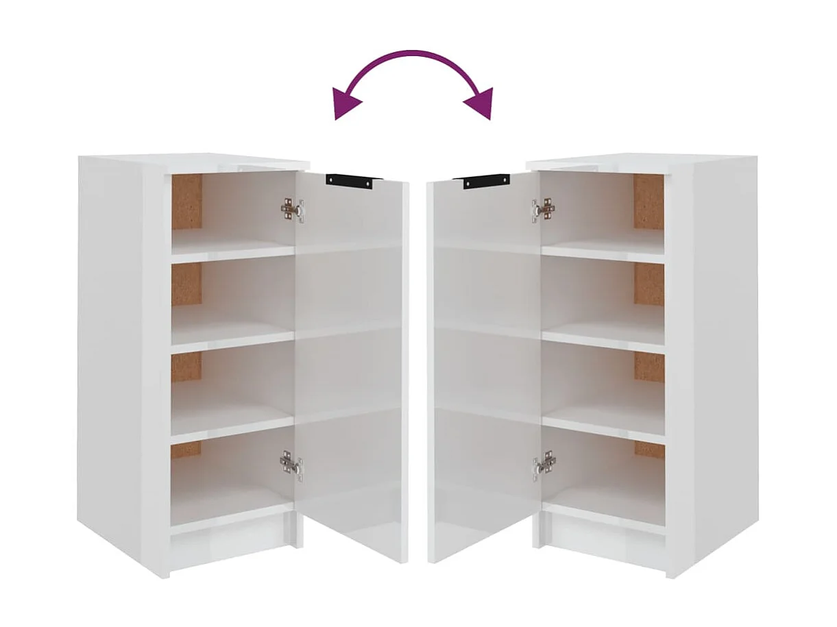 Armoire à chaussure Blanc brillant 30x35x70 Bois d'ingénierie