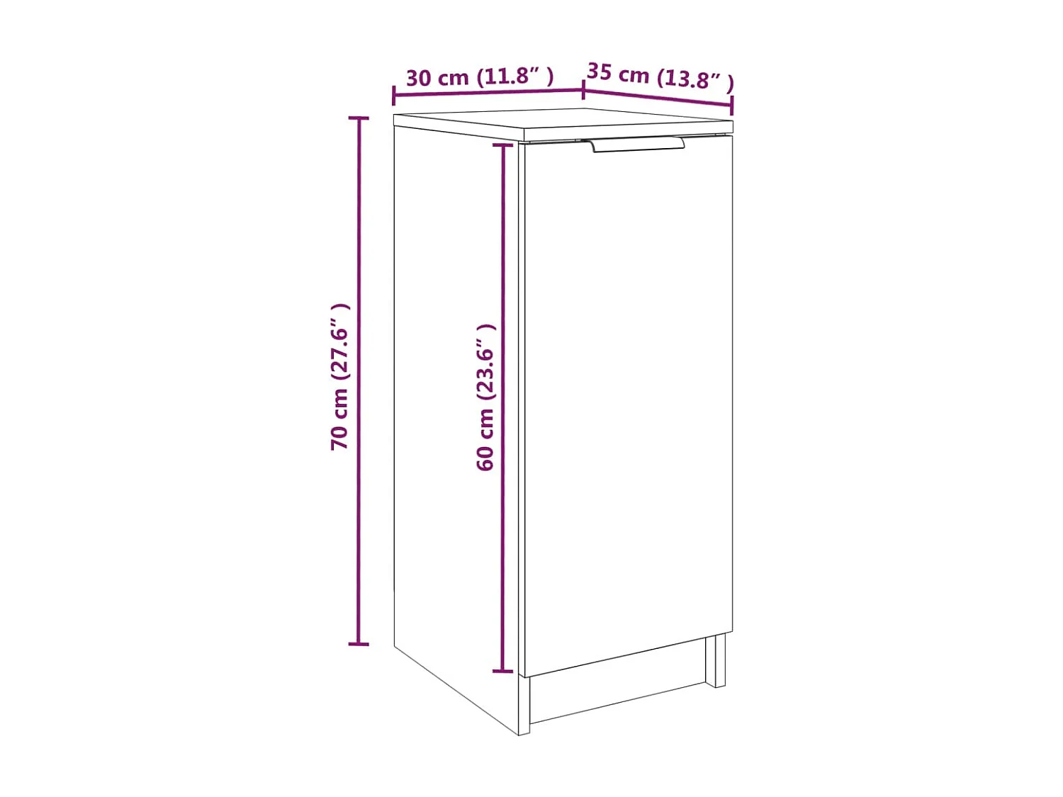 Armoire à chaussure Blanc brillant 30x35x70 Bois d'ingénierie