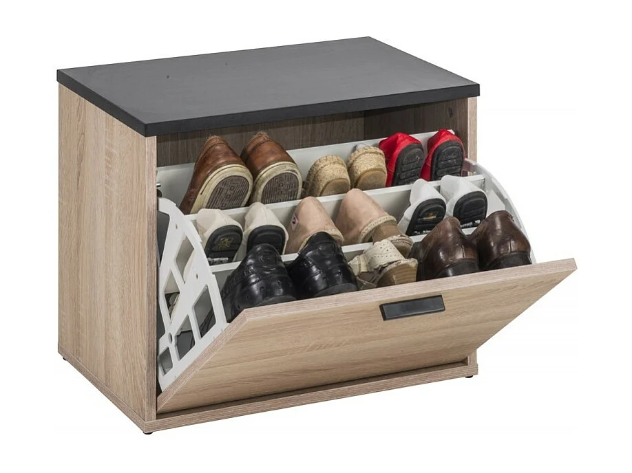 Meuble chaussure 1 abattant chêne naturel 9 paires Lohan