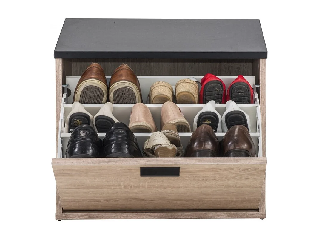 Schoenenkast met 1 naturel eiken klep voor 9 paar Lohan