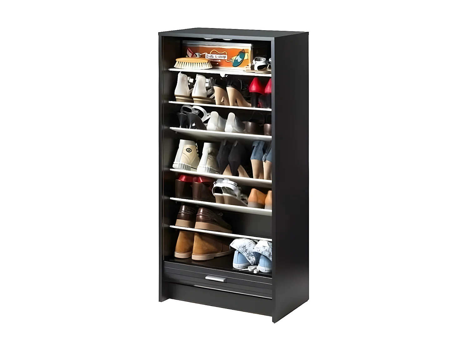 Witte schoenenkast gordijn enkellaarsjes 21 paar Shoot 58 cm