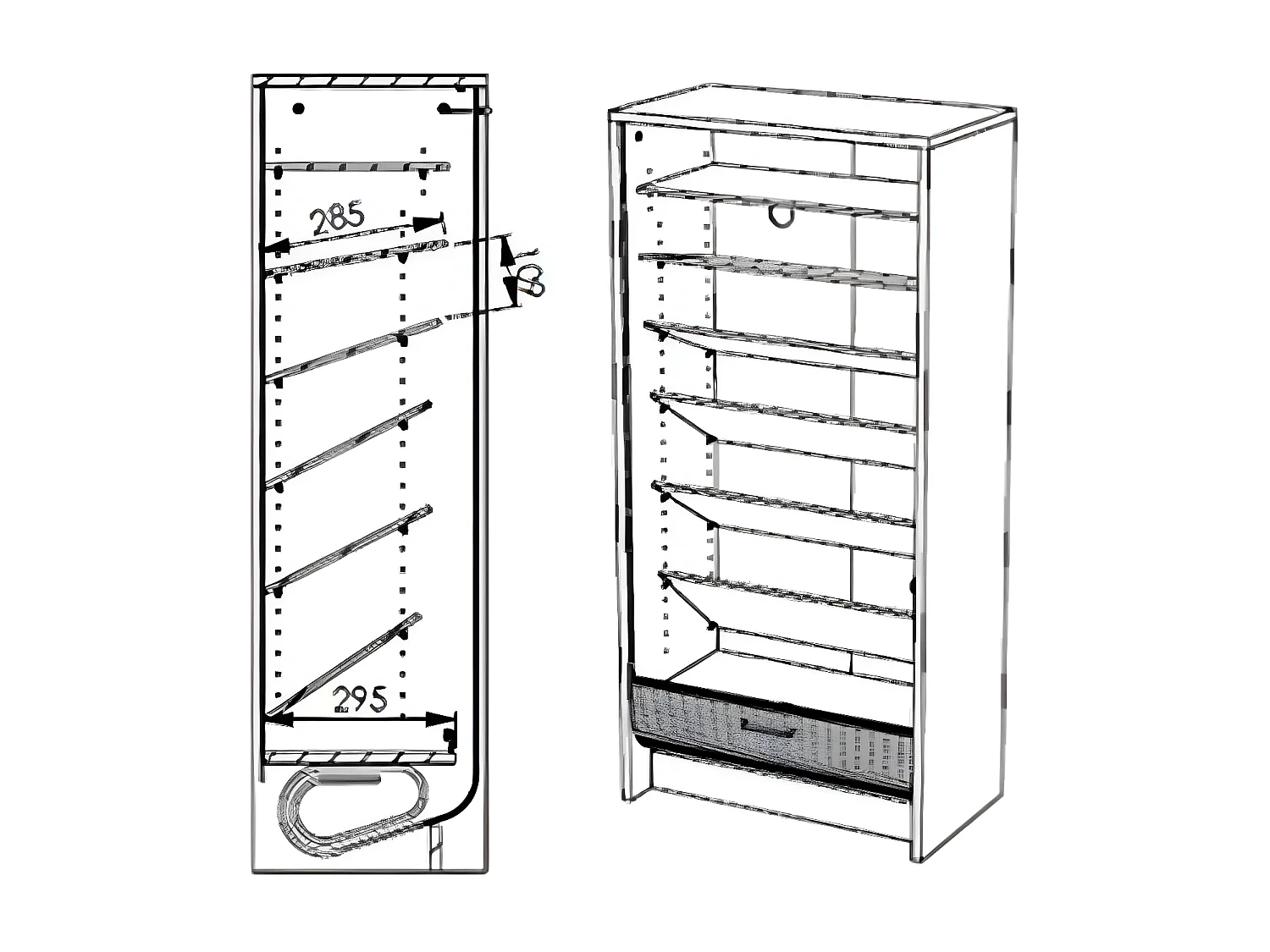 Witte schoenenkast gordijn enkellaarsjes 21 paar Shoot 58 cm