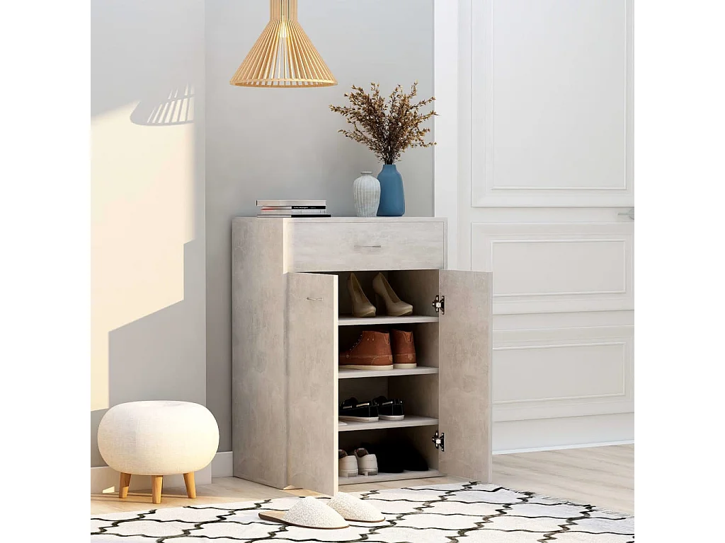 Armoire à chaussures Gris béton 60x35x84