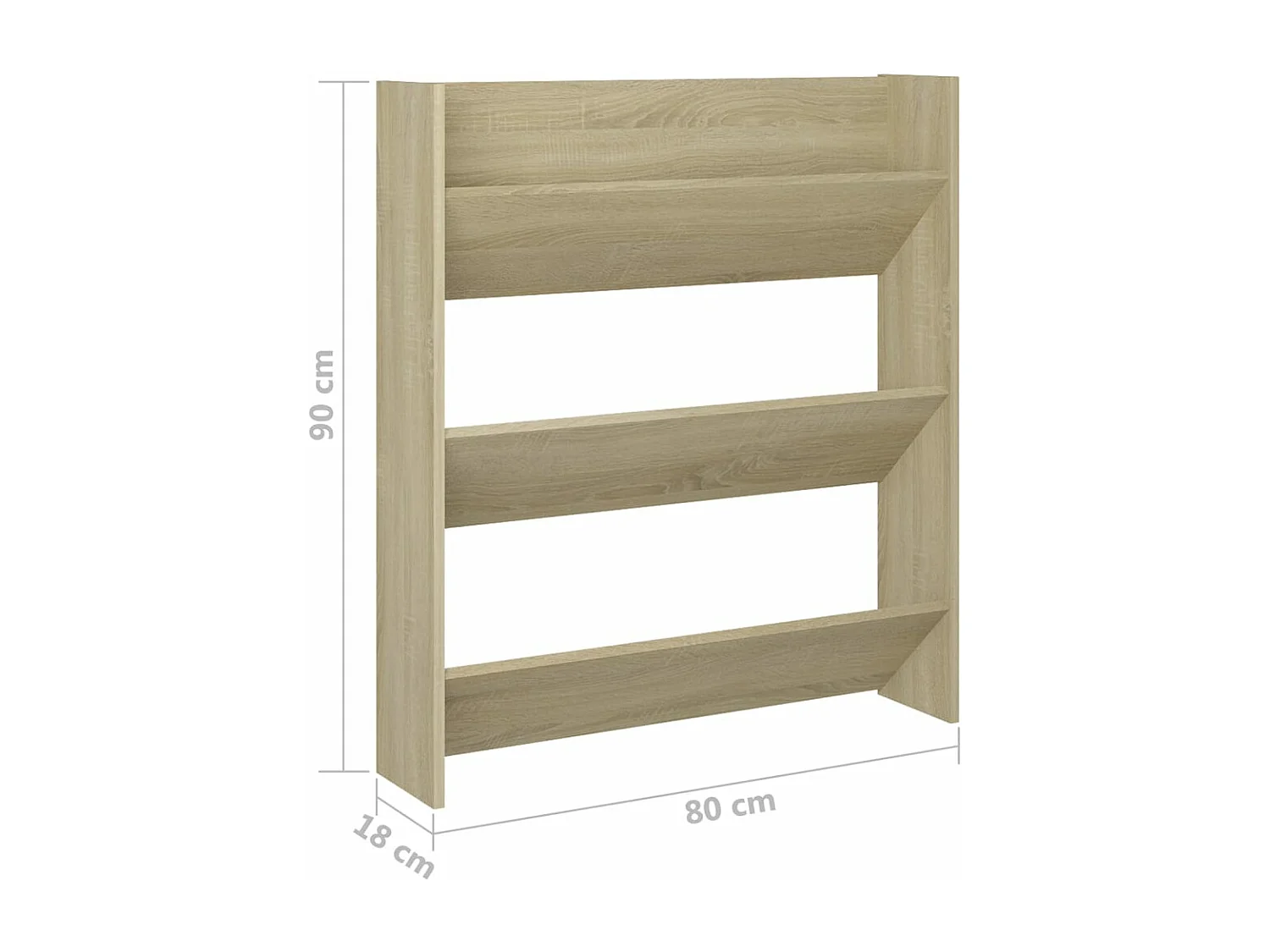 Armoire à chaussures murale en bois kalipé L 80 x H 90 - Format pratique-Couleur Chêne clair