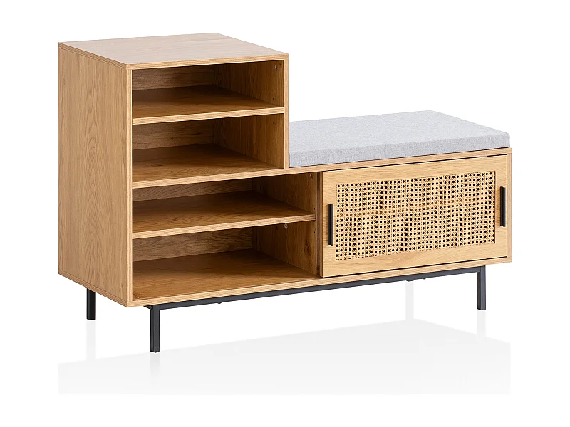 Banc de Rangement à Chaussure Entrée 120 cm Étagère a Chaussures Chêne