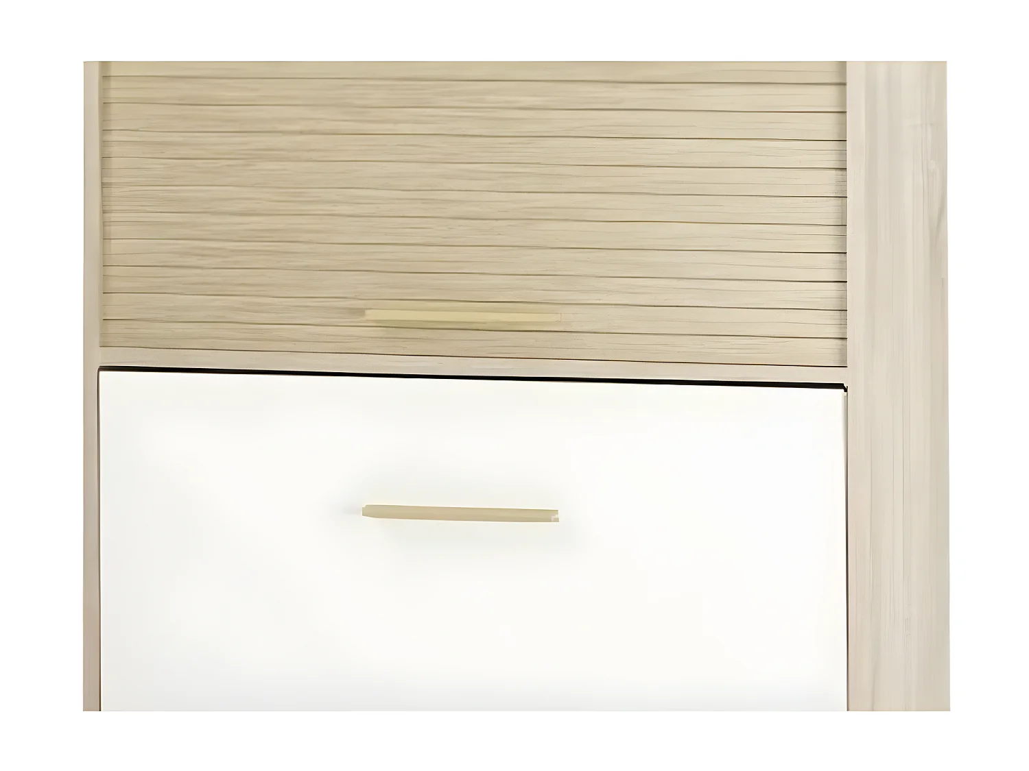 Meuble à chaussures rideau chêne clair 2 abattants blanc Happy 75cm