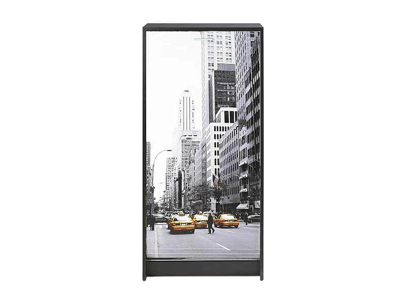 Zwart schoenenkastgordijn gele taxi's 21 paar Shoot 58 cm