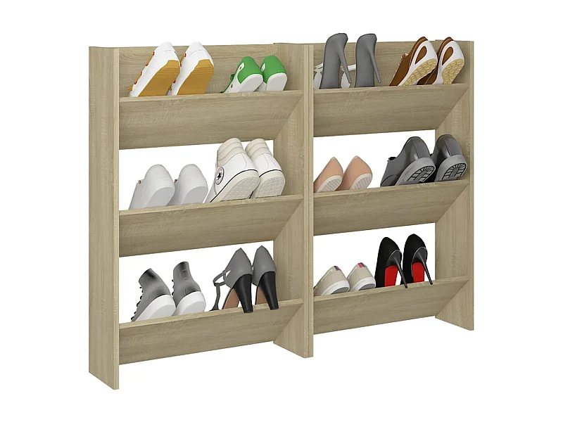 Armoires à chaussures murales 2 pcs Chêne 60x18x90