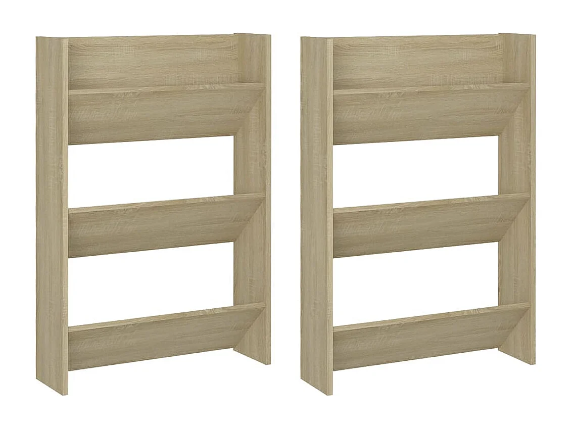 Armoires à chaussures murales 2 pcs Chêne 60x18x90