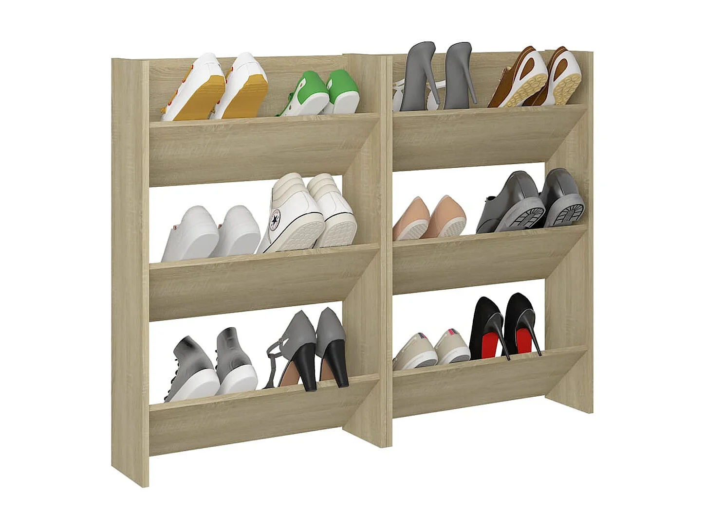 Armoires à chaussures murales 2 pcs Chêne 60x18x90