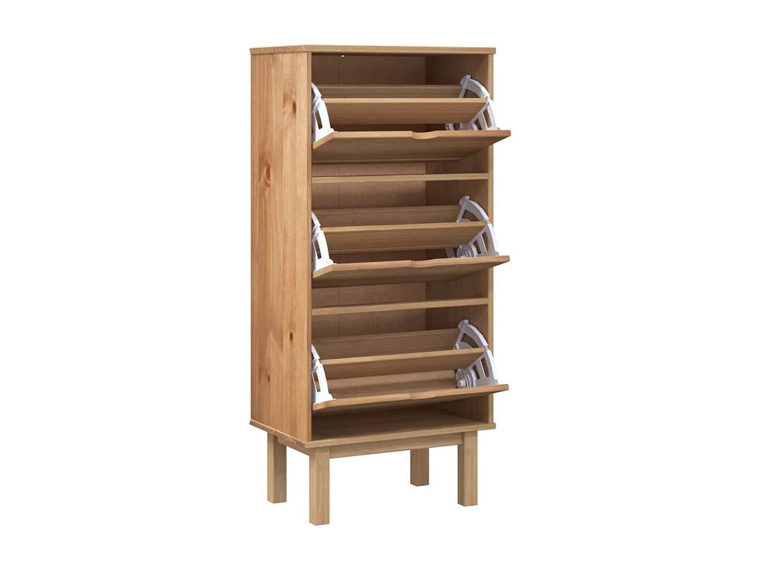 Armoire à chaussures OTTA avec 3 tiroirs Marron Bois massif pin