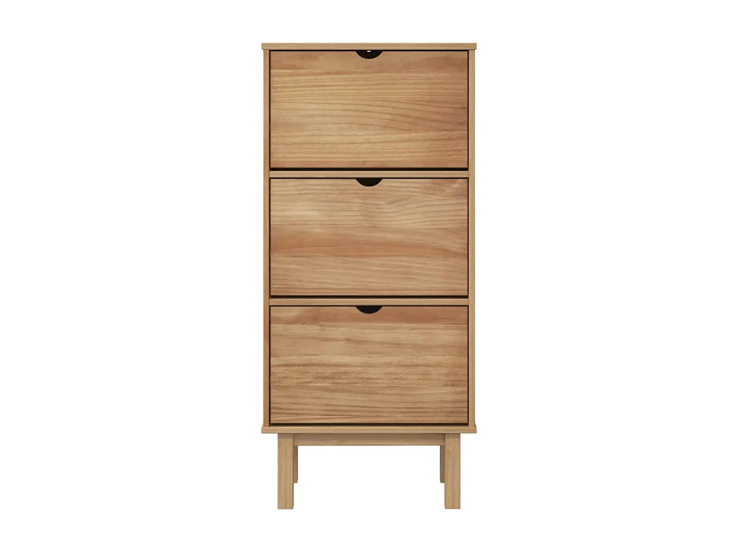 Armoire à chaussures OTTA avec 3 tiroirs Marron Bois massif pin