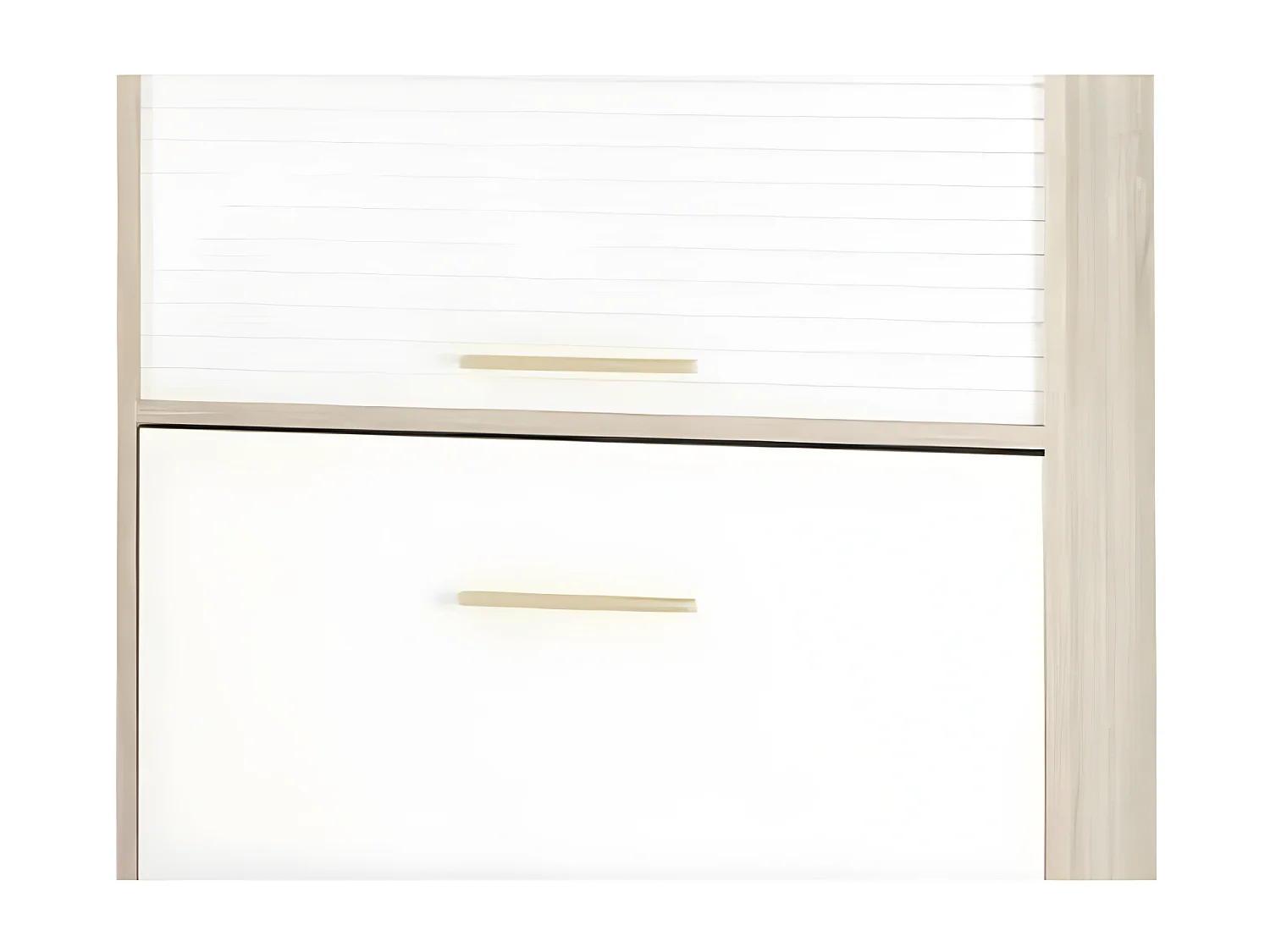 Meuble à chaussures rideau chêne clair 2 abattants blanc Happy 75cm 3