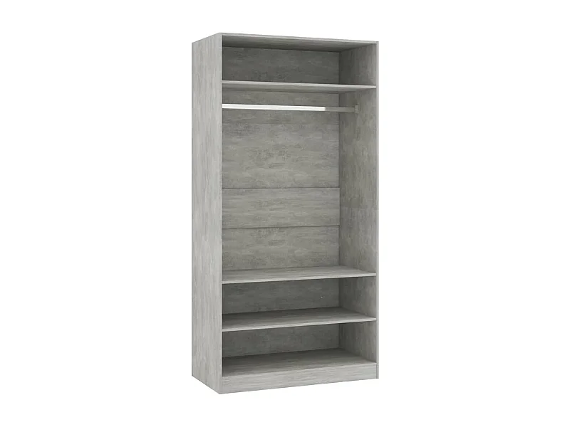 Armoire dressing 1 penderie 3 étagères 100cm - Collection Klozer-Gris ciment