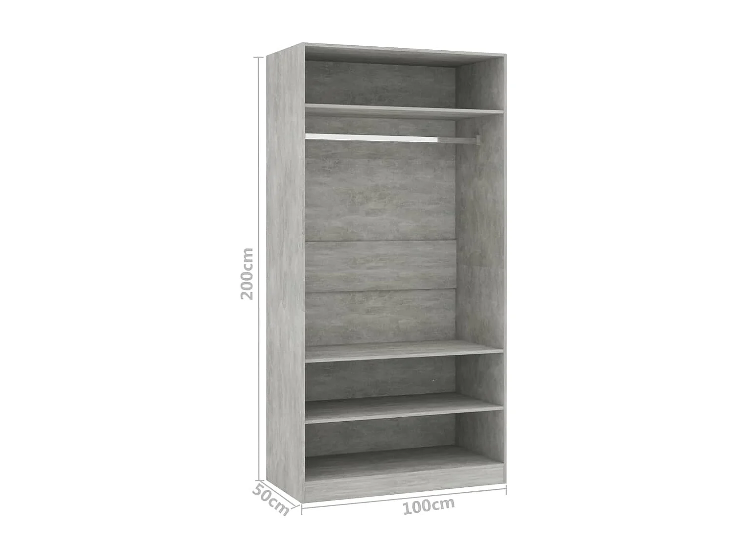 Armoire dressing 1 penderie 3 étagères 100cm - Collection Klozer-Gris ciment