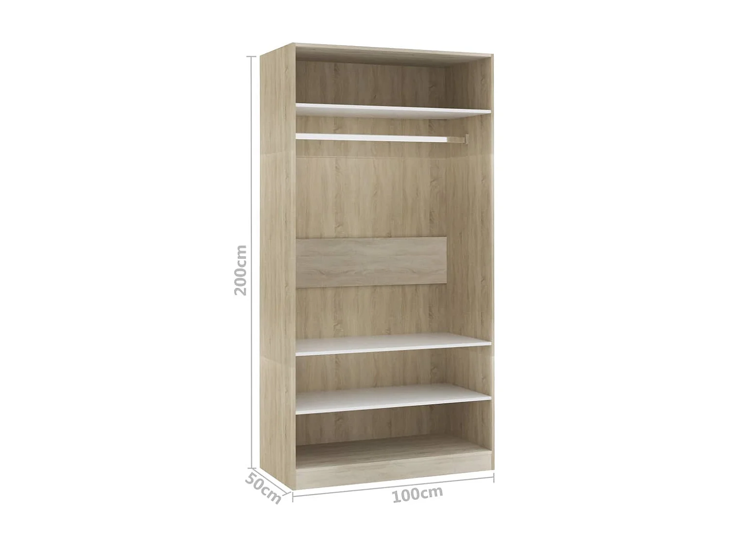 Armoire dressing 1 penderie 3 étagères 100cm - Collection Klozer-Gris ciment