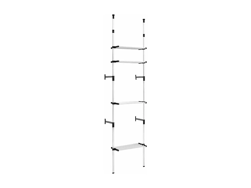 Système de garde-robe télescopique avec étagères Aluminium