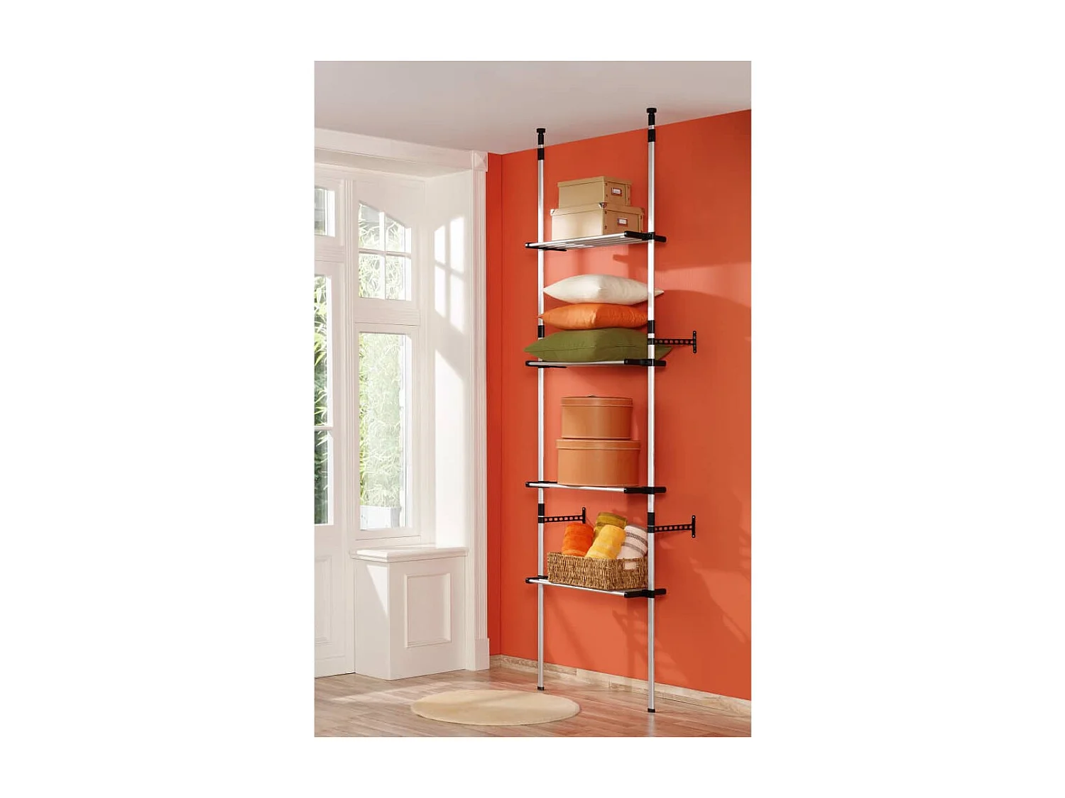 Système de garde-robe télescopique avec étagères Aluminium