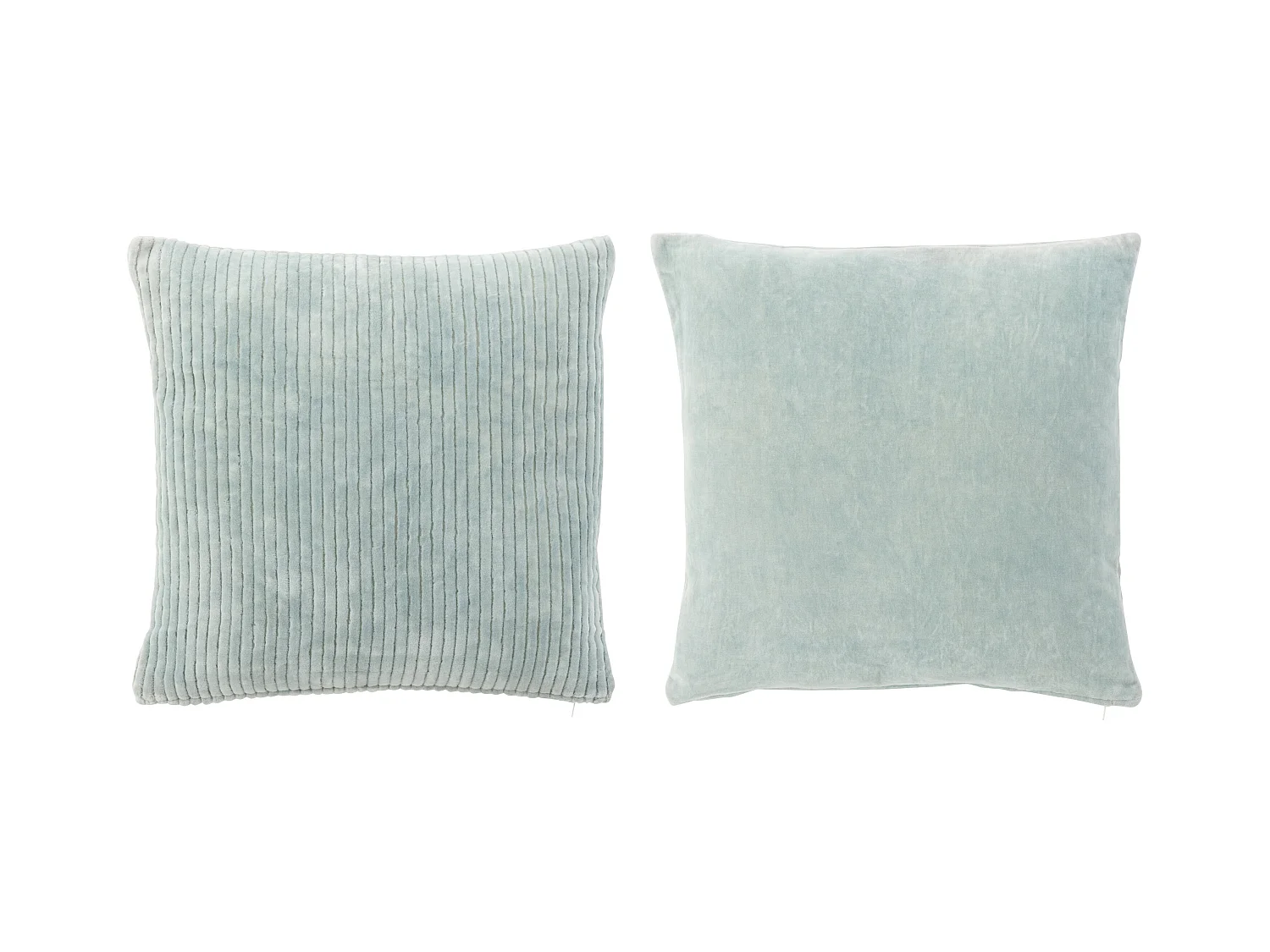 Coussin velours carré coton bleu 2 pcs Ba 44x44