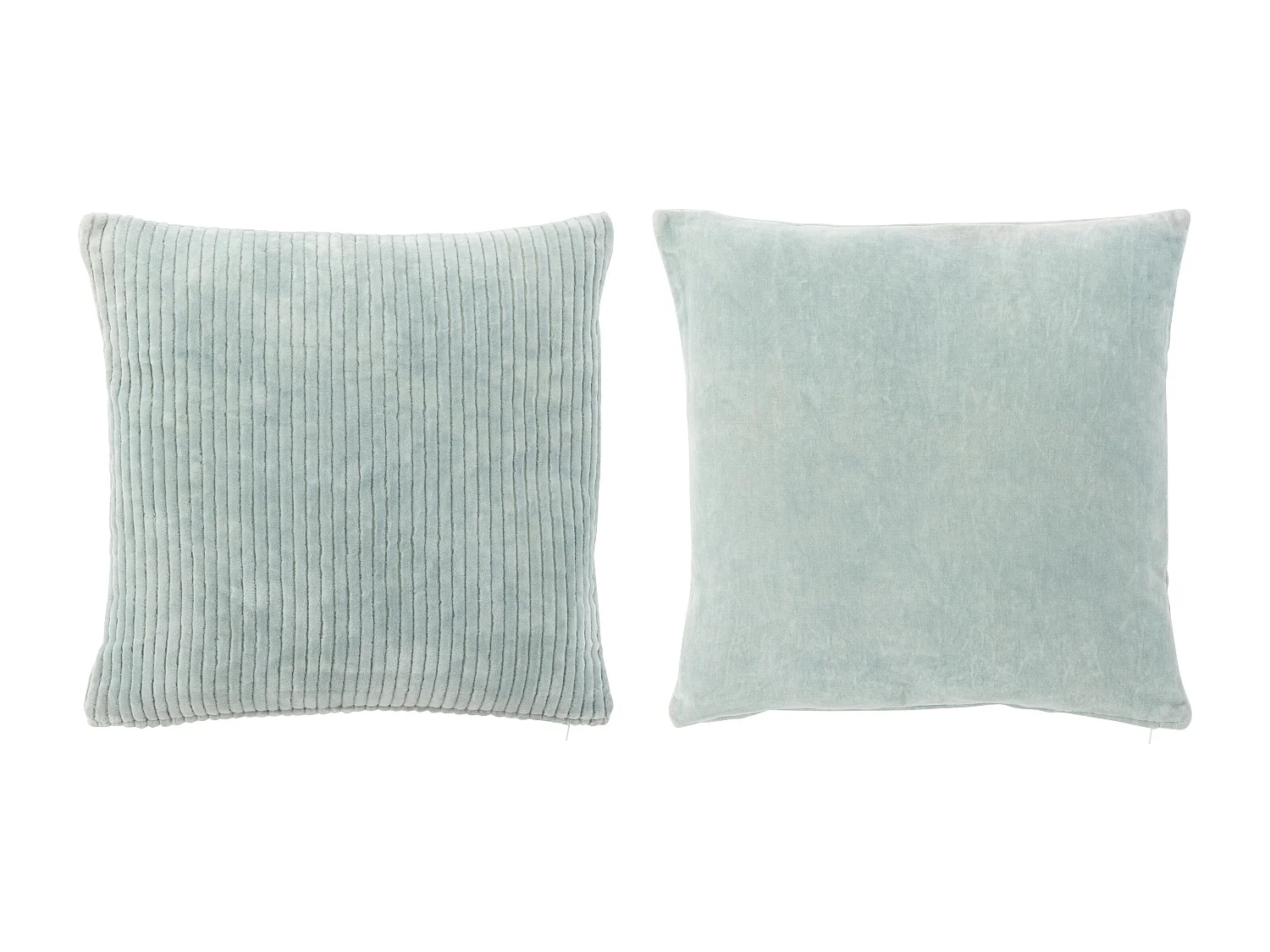 Coussin velours carré coton bleu 2 pcs Ba 44x44
