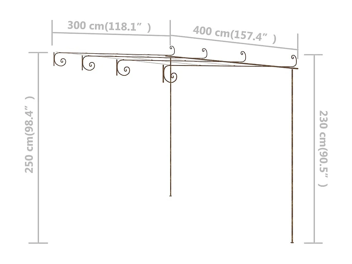 Pergola de jardin Marron antique 4x3x2,5 m Fer