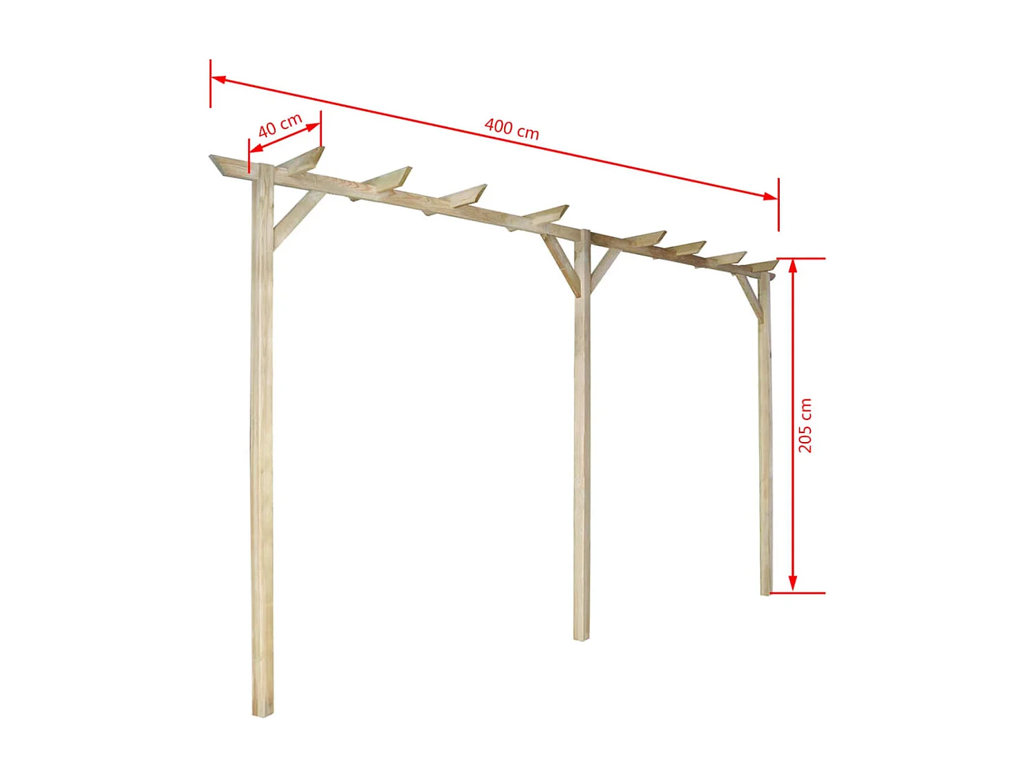 Pergola de jardin 400 x 40x205 Bois