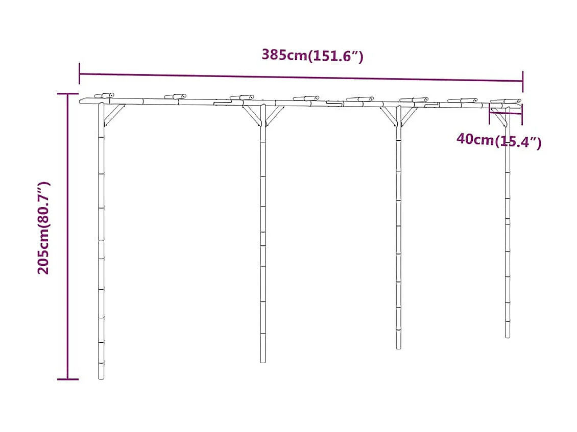 Pergola Bambou 385x40x205