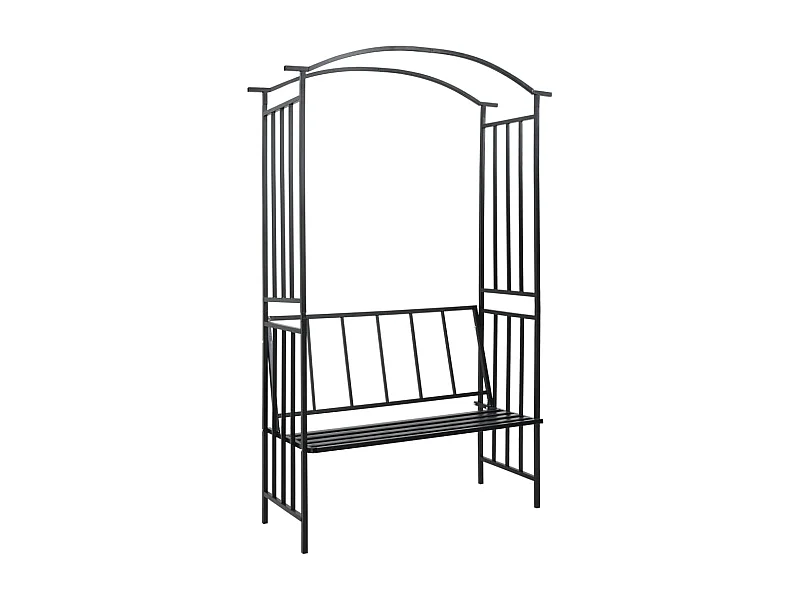 Voûte de jardin avec banc Noir 128x50x207 Fer
