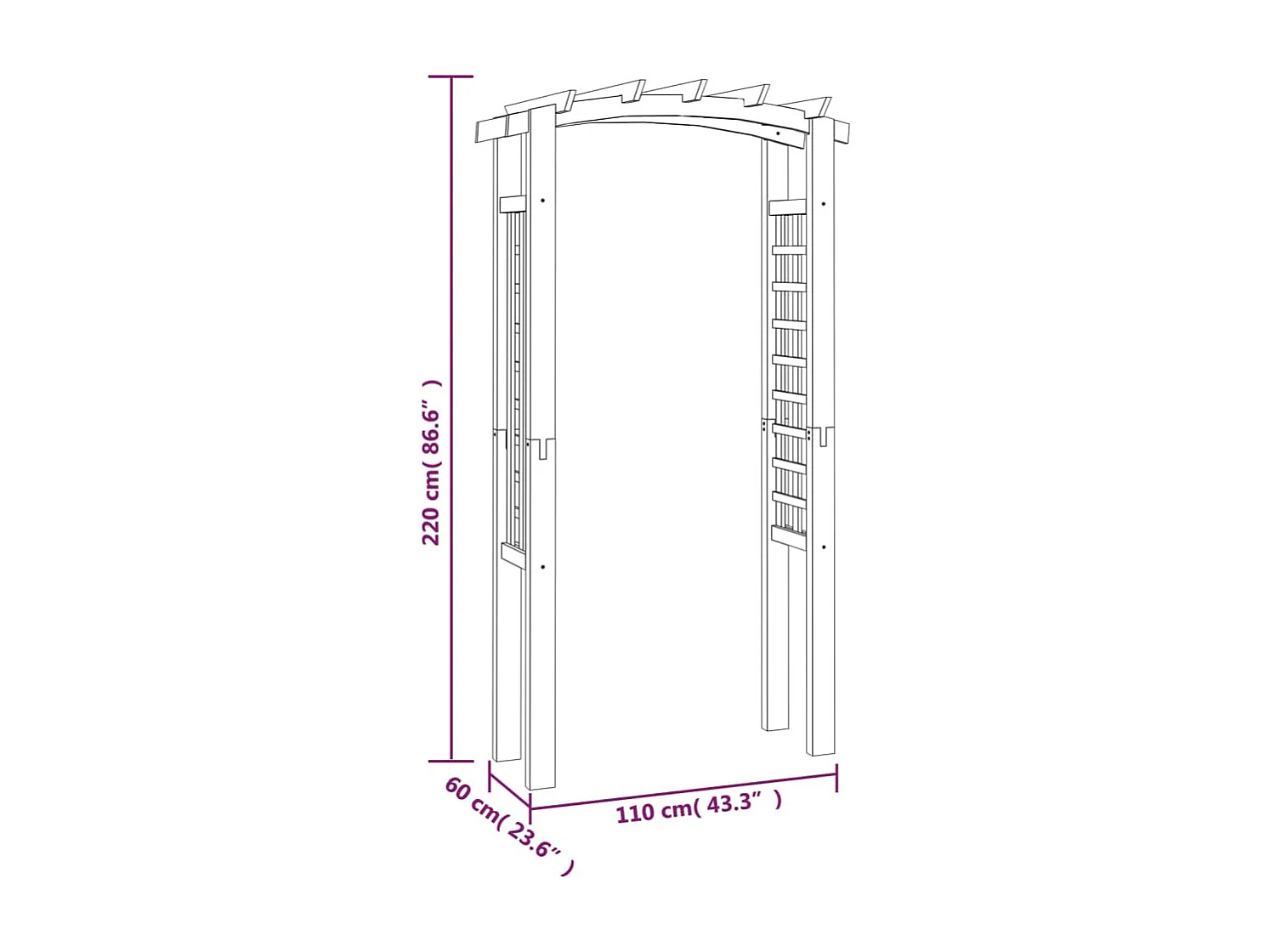Arche en treillis 110x60x220 Bois de pin massif imprégné