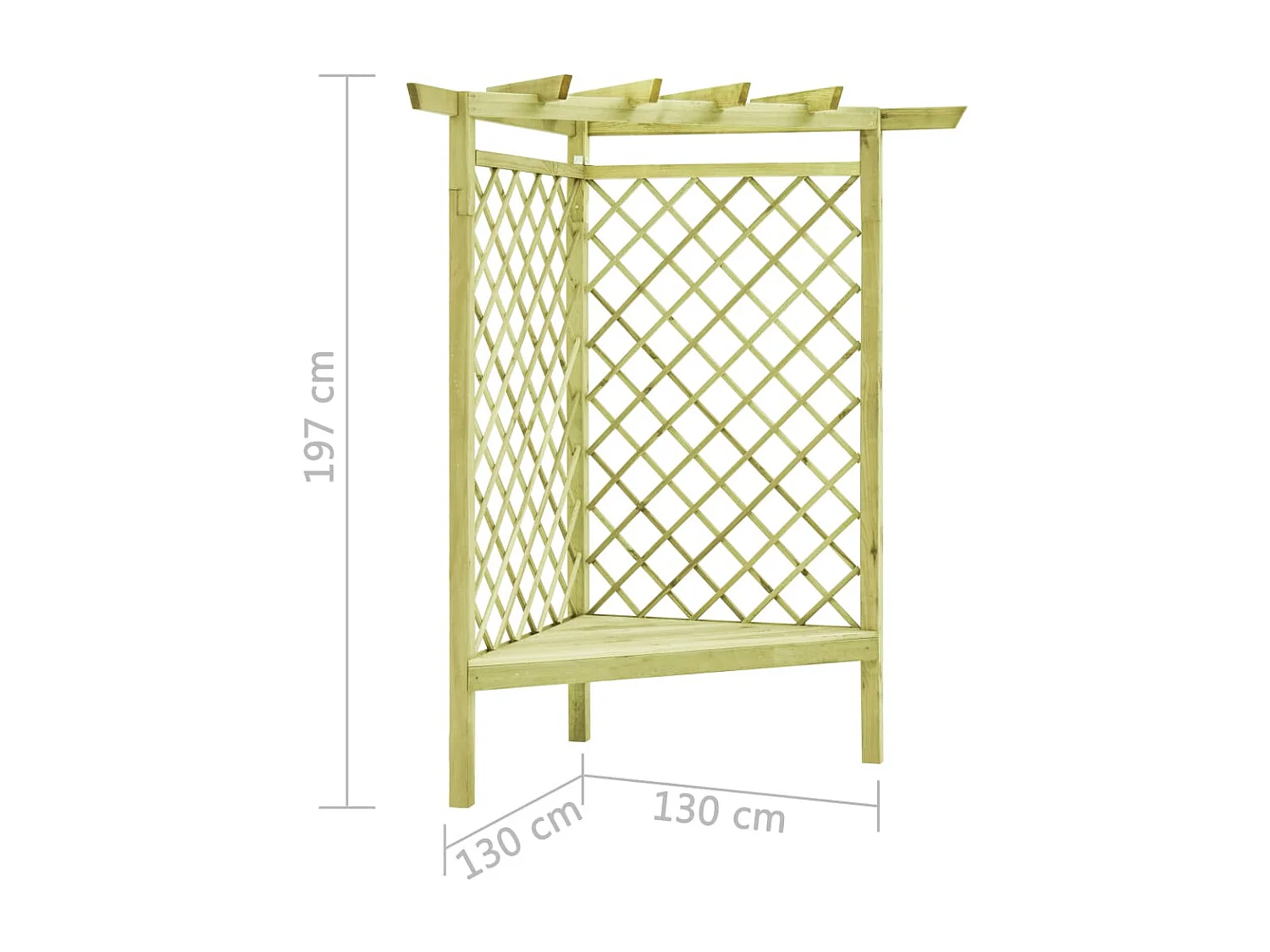 Pergola d'angle avec siège 130x130x197 Pin imprégné