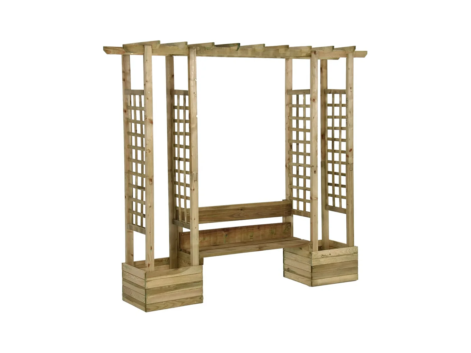 Pergola de jardin avec banc et jardinières Bois de pin imprégné