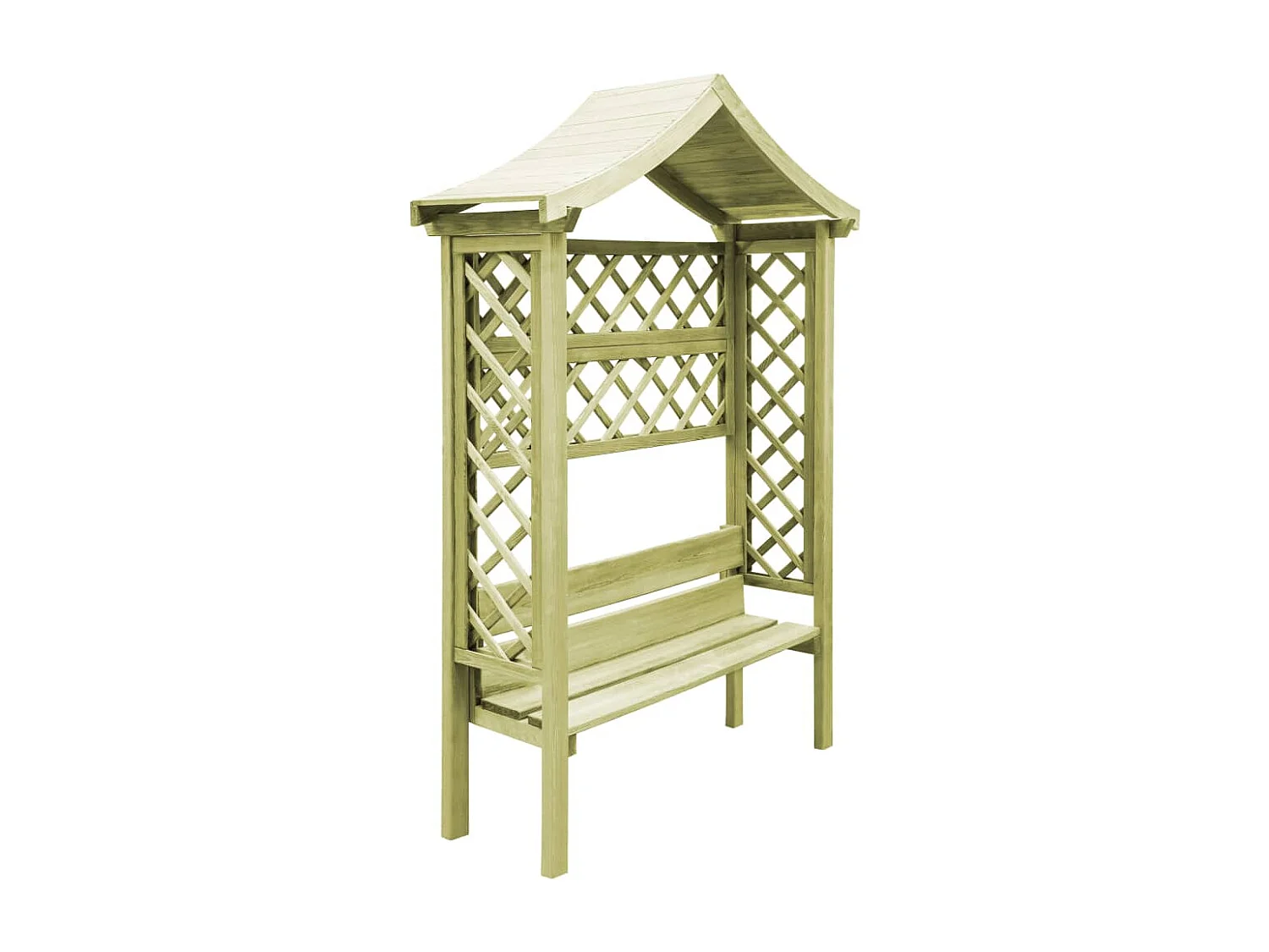 Pergola de jardin avec toit et banc Bois de pin imprégné