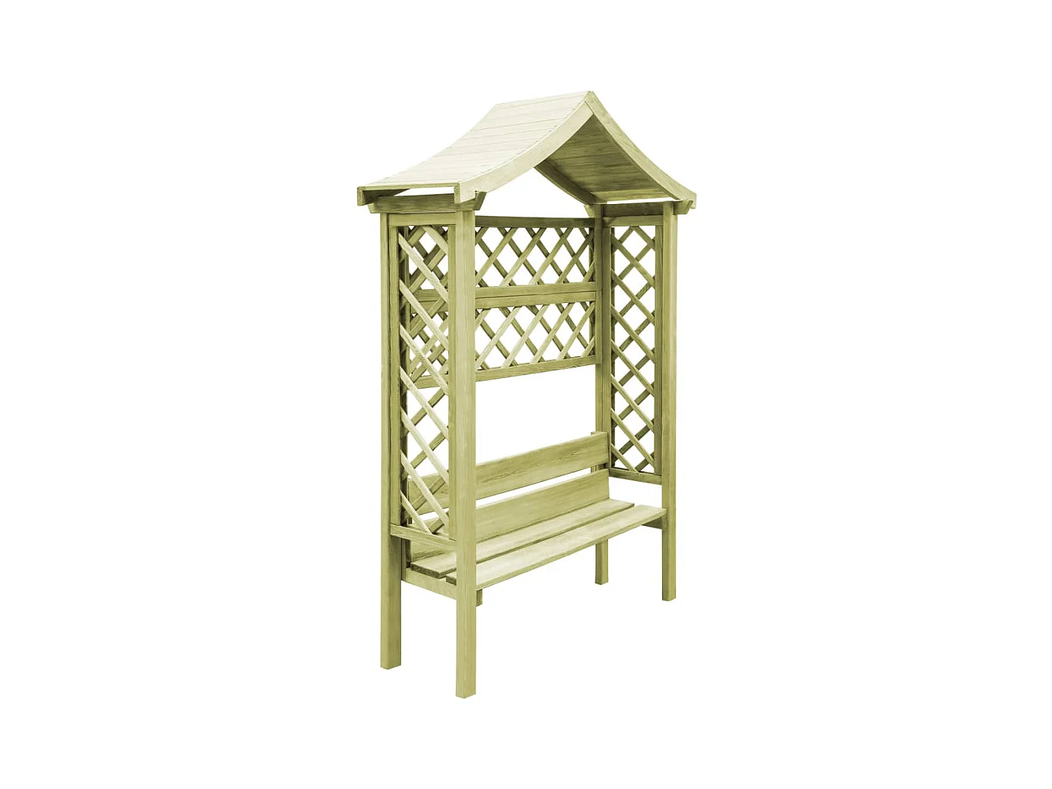 Pergola de jardin avec toit et banc Bois de pin imprégné