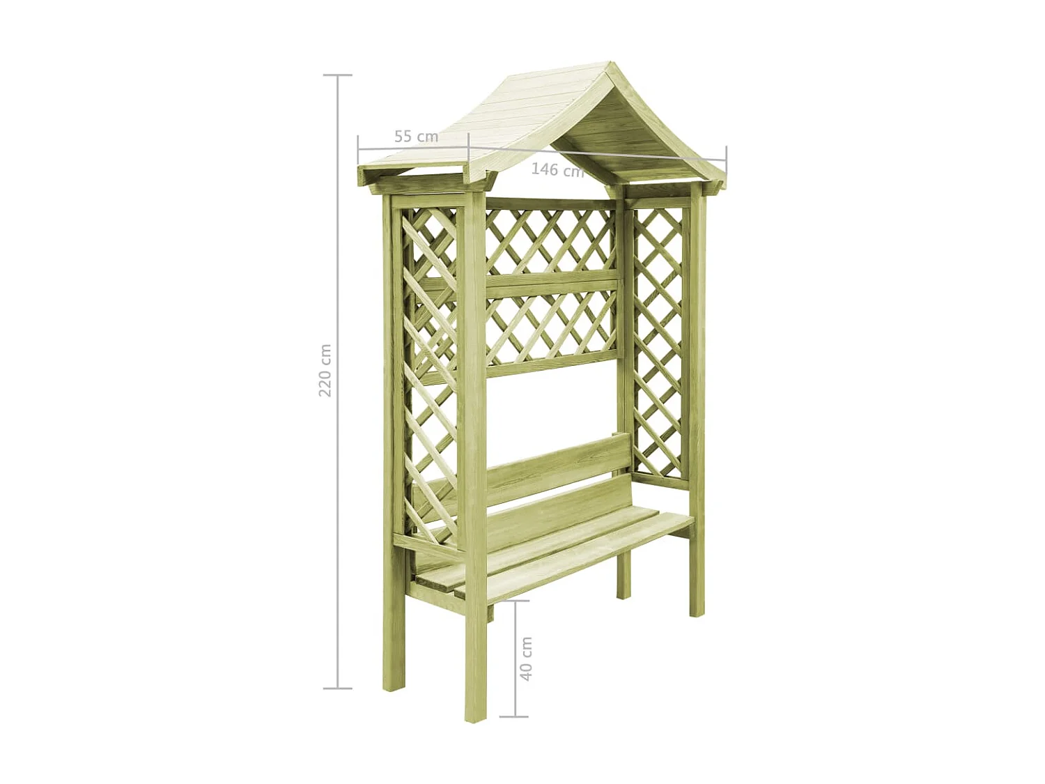 Pergola de jardin avec toit et banc Bois de pin imprégné