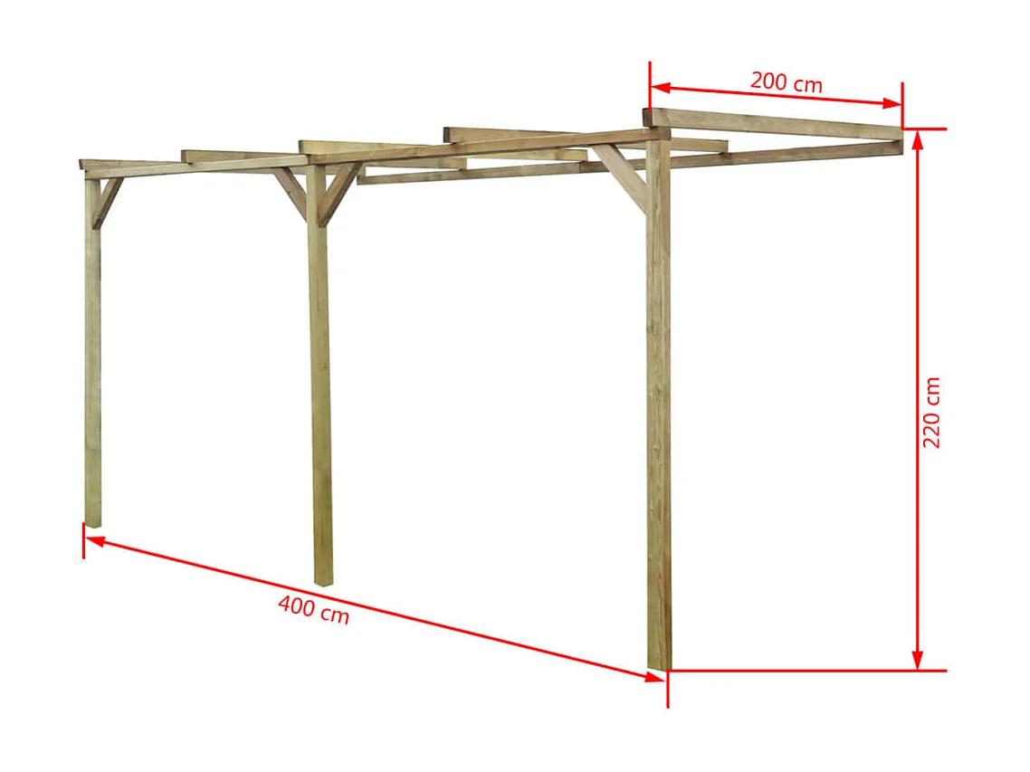 Pergola à appentis 2 x 4 x 2,2 m Bois