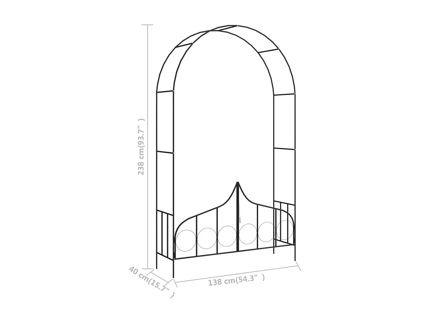 Voûte de jardin avec portail Noir 138x40x238 Fer