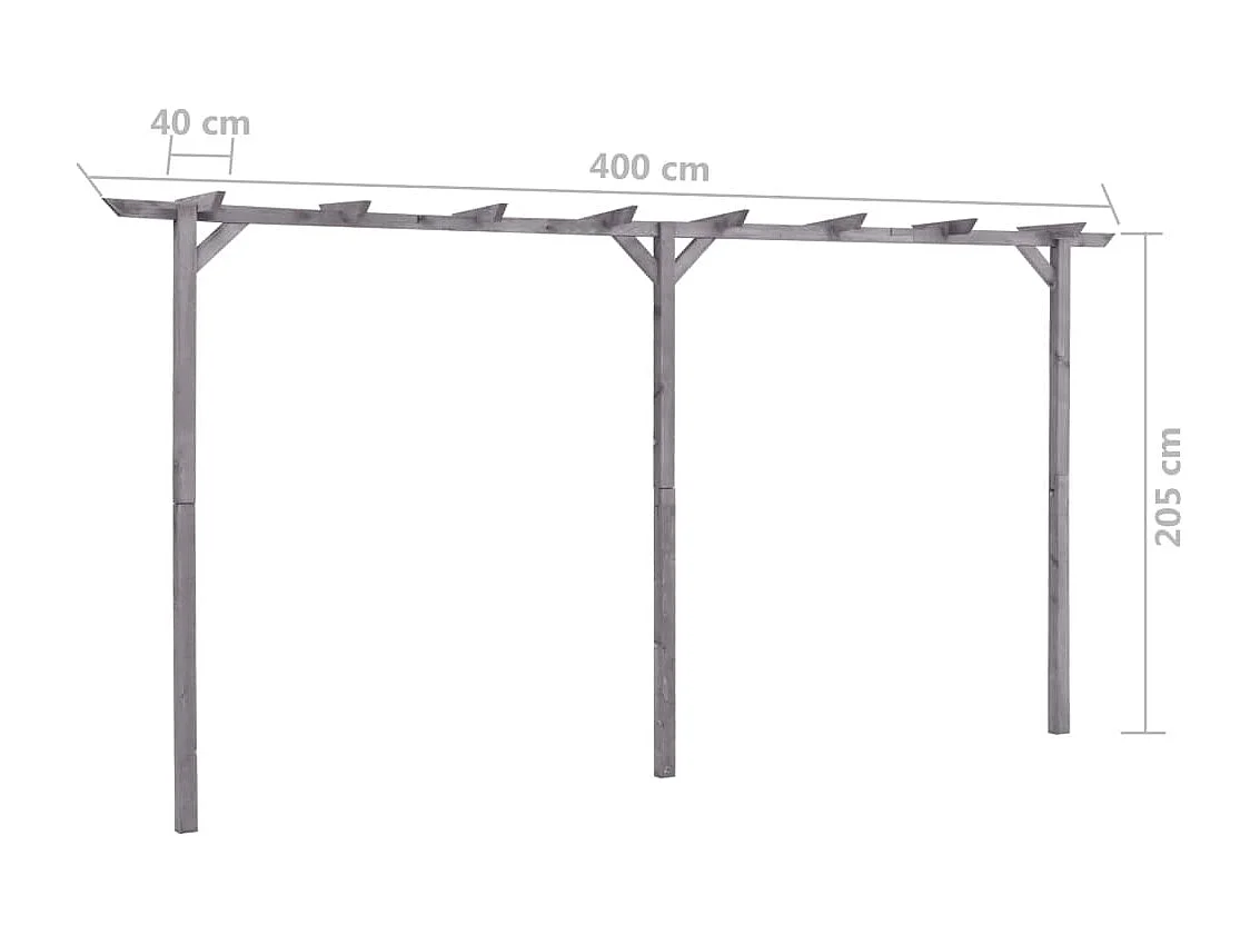 Pergola de jardin Gris 400x40x205 Bois de pin imprégné