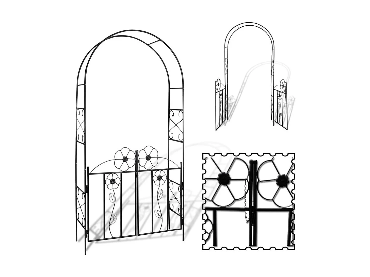 Arche de jardin en fer noir 115 x 37x230